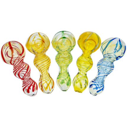 4" Fume w/ Single Color Line Swirl Hand Pipe