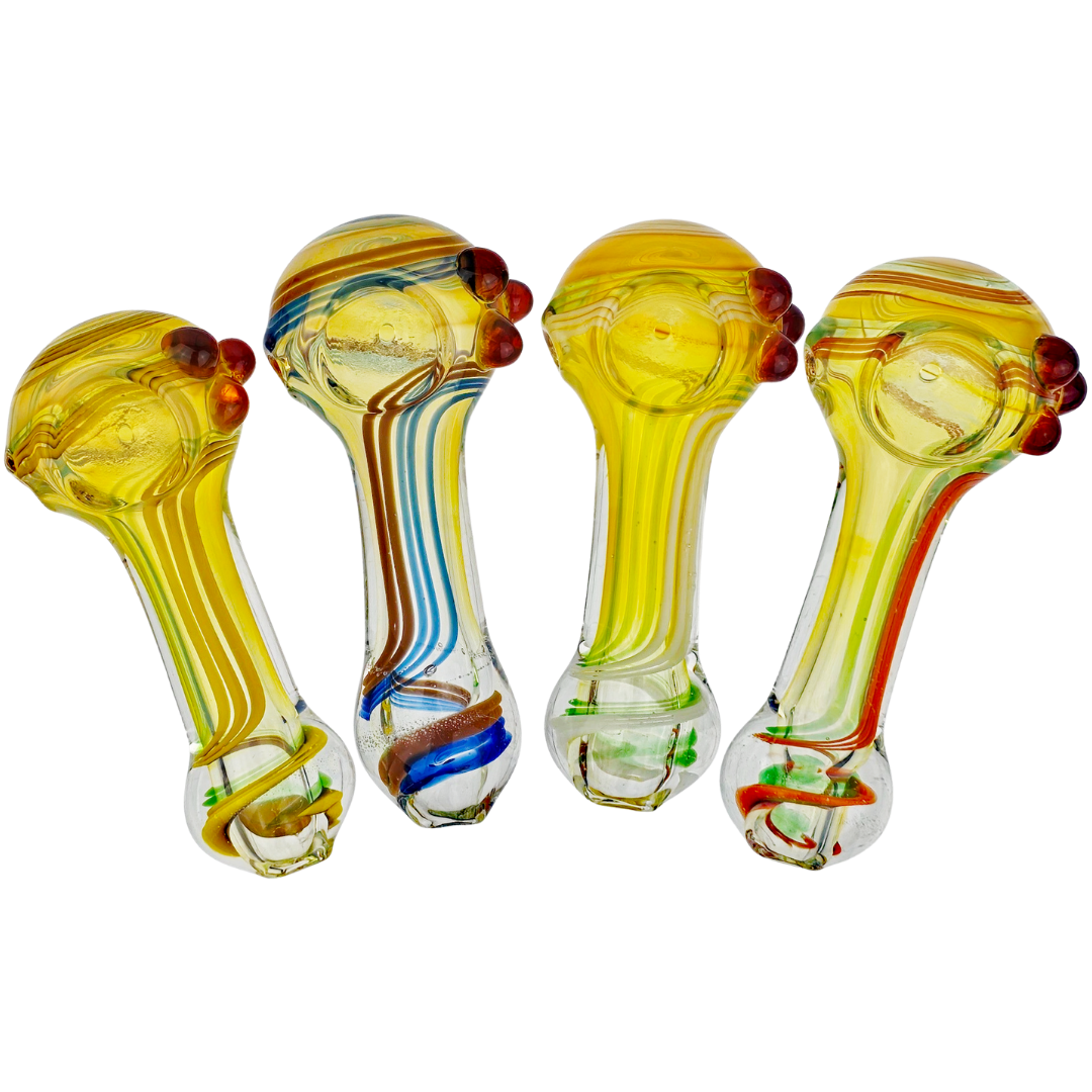 HP-208 Cannabis Pipes 4.5" Fume Multi Color Swirl w/ 3 Dots Hand Pipe - Image 1