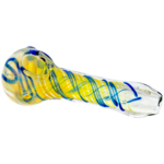 4.5" Fume w/ Single Color Line Swirl Three Dot Hand Pipe - Image 3