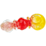 4" Yellow, Red, & White Frit Maria Orb Body Hand Pipe - Image 2