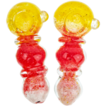 4" Yellow, Red, & White Frit Maria Orb Body Hand Pipe - Image 7