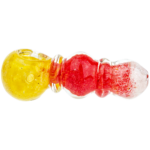 4" Yellow, Red, & White Frit Maria Orb Body Hand Pipe - Image 3