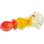 4" Yellow, Red, & White Frit Maria Orb Body Hand Pipe - Image 4