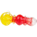 4" Yellow, Red, & White Frit Maria Orb Body Hand Pipe - Image 6