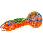 4" Frit Twisted Cane Leaf Hand Pipe - Image 2