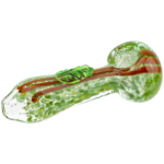 4" Frit Twisted Cane Leaf Hand Pipe - Image 4