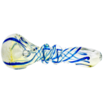 4.5" Frit Head Clear Body w/ Line Twist Flat Mouth Hand Pipe - Image 5