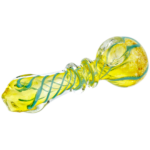 4.5" Frit Head Clear Body w/ Line Twist Flat Mouth Hand Pipe - Image 2