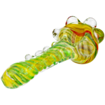 5" Fume Color Line Body w/ Dots & Swirl Rasta Head Hand Pipe - Image 2