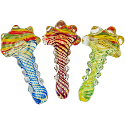 5" Fume Color Line Body w/ Dots & Swirl Rasta Head Hand Pipe