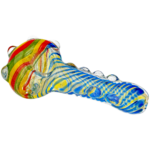 5" Fume Color Line Body w/ Dots & Swirl Rasta Head Hand Pipe - Image 3