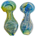 5" Thick Blue & Fume Flat Body Hand Pipe