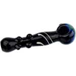 6" Black w/ Cobalt Fume & Dichro Accent Hand Pipe - Image 2
