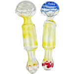 7" Color Dot Mouth w/ Spiral Line Head Fume Hand Pipe