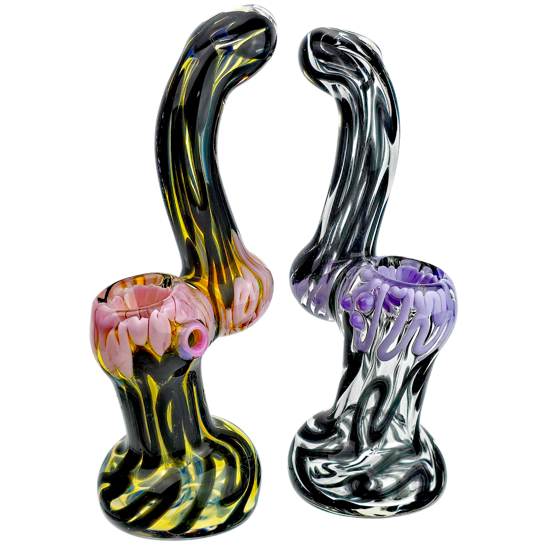 D-507 Bubblers 5.5" Two-Tone Squiggle Line Accent Stand Up Bubbler - Image 1