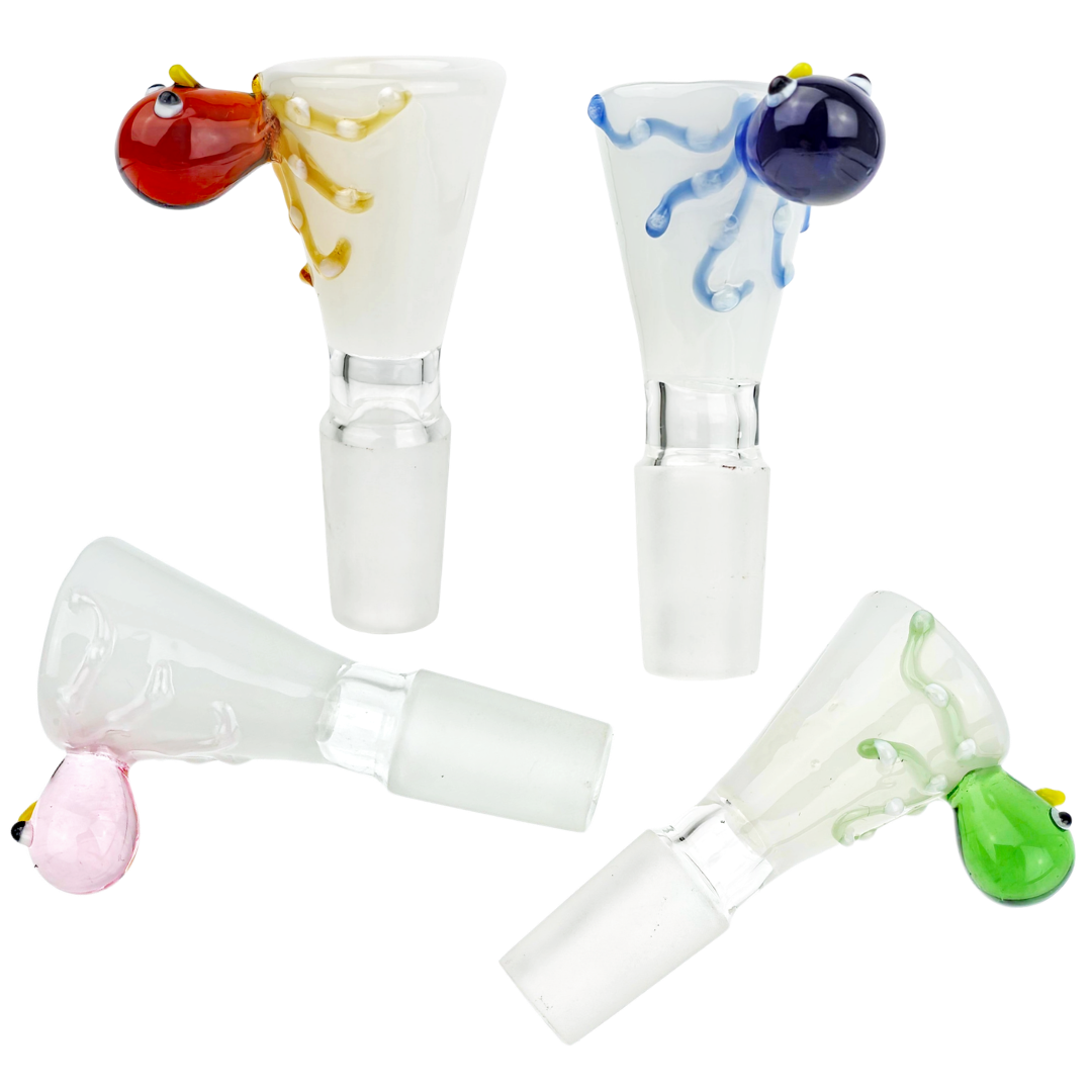 GA1921-14 Flower Bowls 2.5" 14mm White Flower Bowl w/ Color Octopus - Image 1