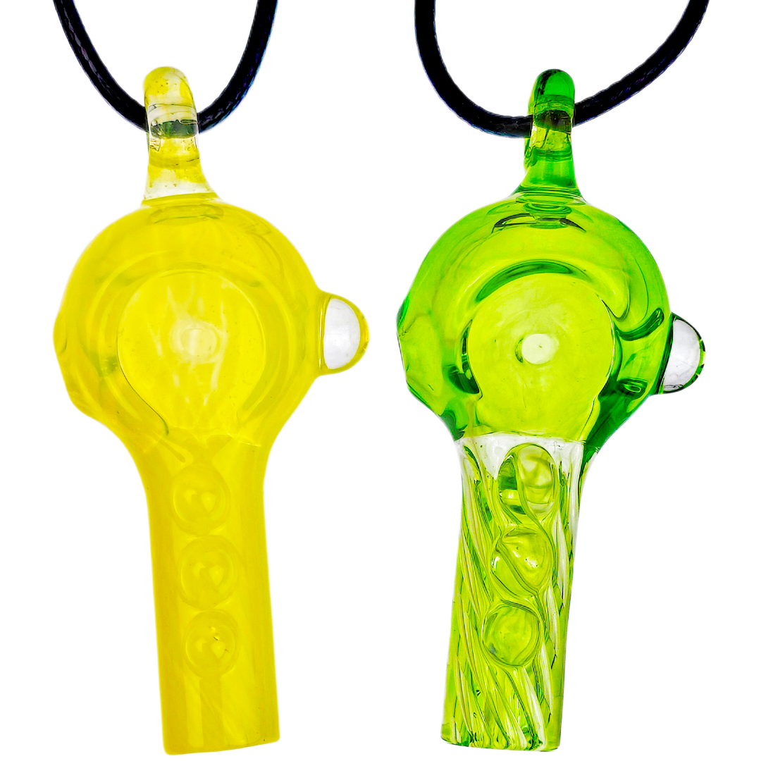 GHP2468 Cannabis Pendants 3" Neon Color Twisted Mouthpiece Pendant Pipe - Image 1