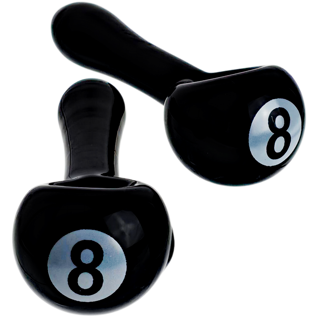 GHP2655 Cannabis Pipes 4" Black 8 Ball Hand Pipe - Image 1