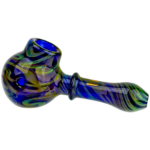 4.5" Stratus Fume Squiggle Over Cobalt Big Bowl Screen Hand Pipe - Image 2