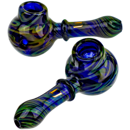4.5" Stratus Fume Squiggle Over Cobalt Big Bowl Screen Hand Pipe