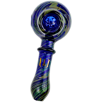 4.5" Stratus Fume Squiggle Over Cobalt Big Bowl Screen Hand Pipe - Image 3