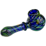 4.5" Stratus Fume Squiggle Over Cobalt Big Bowl Screen Hand Pipe - Image 4