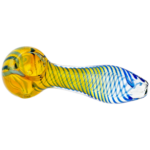 4.5" Fume w/ Color Swirl & Flower Head Hand Pipe - Image 4