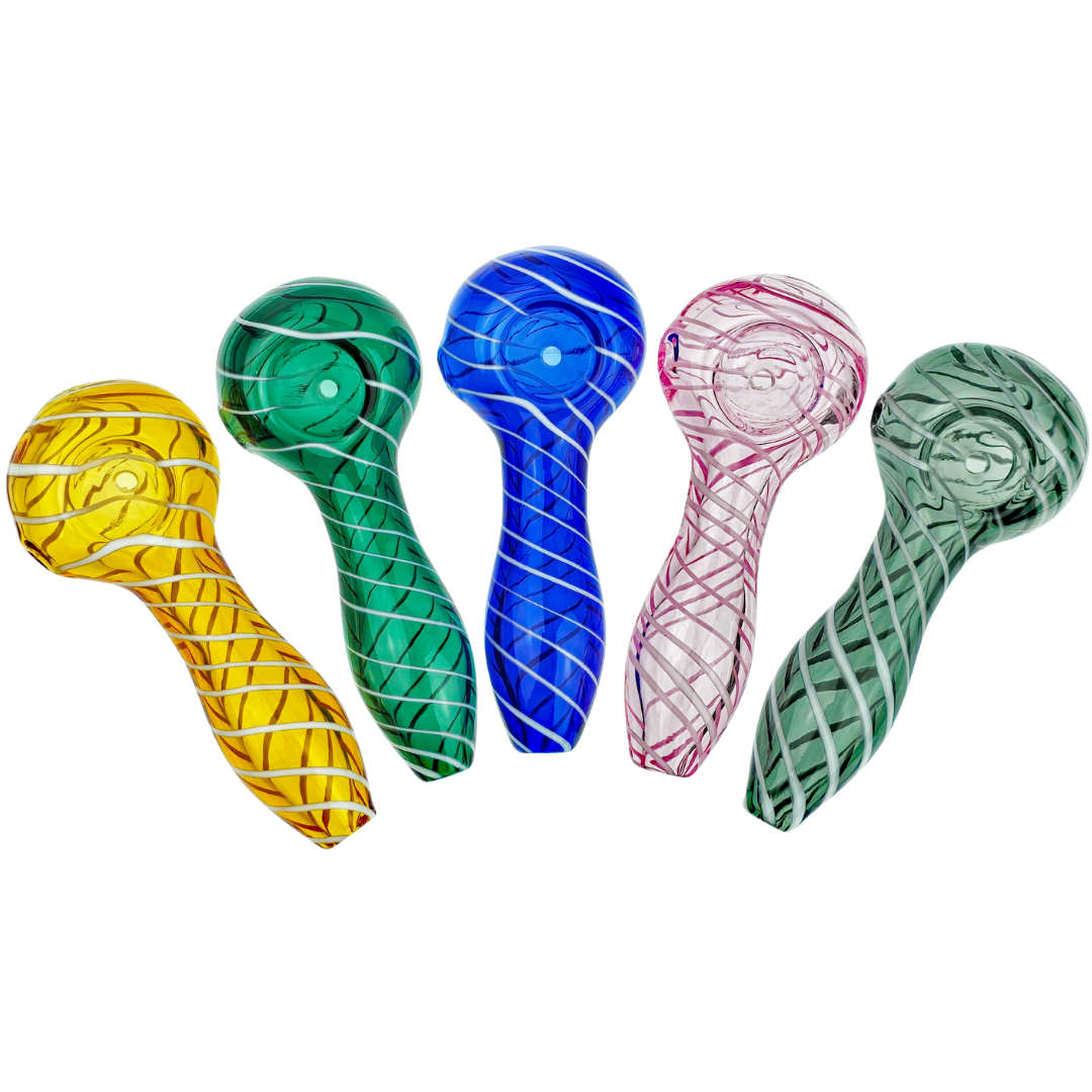 4" Solid Color w/ White Swirl Hand Pipe