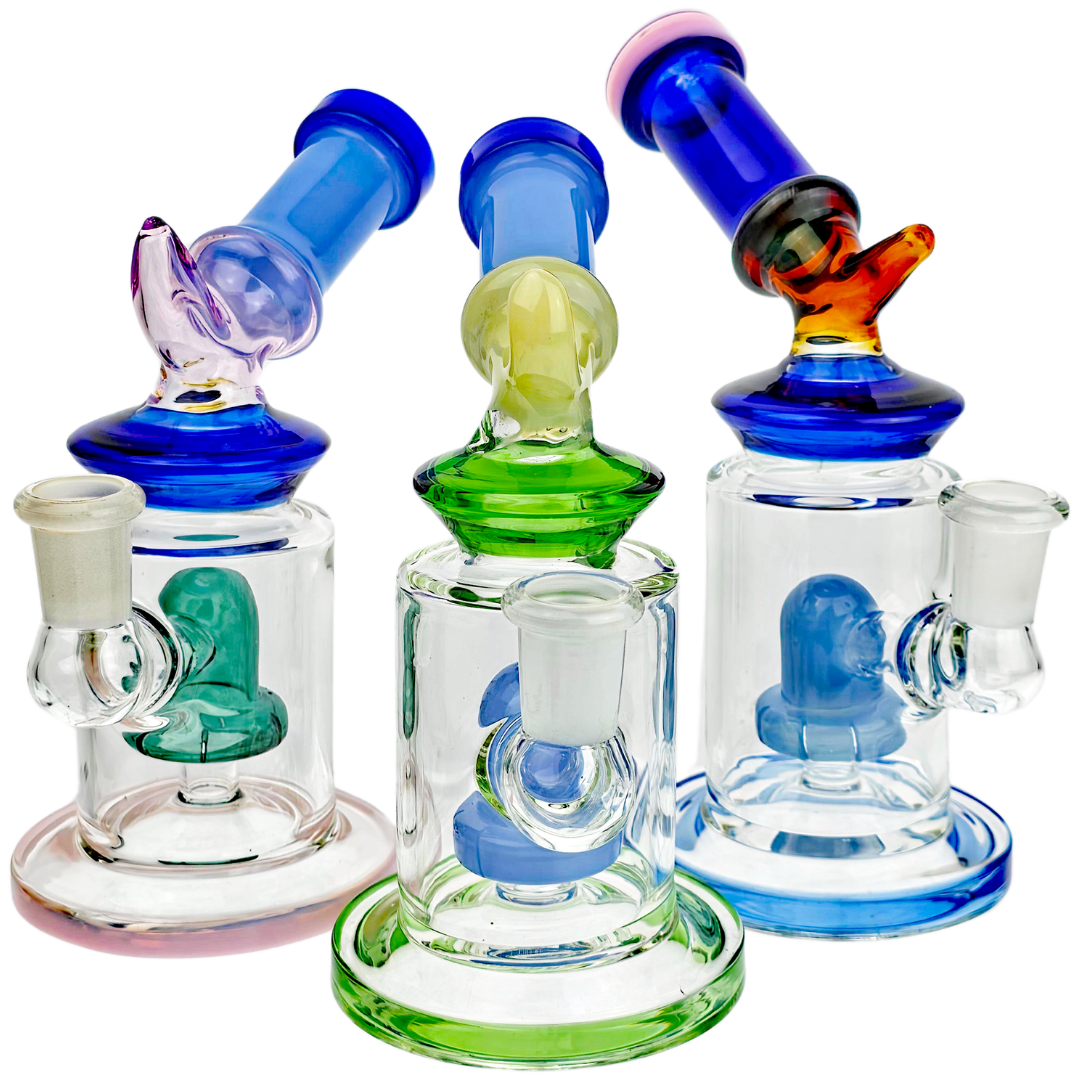 6.5" Multi Color Horn Neck Showerhead Rig