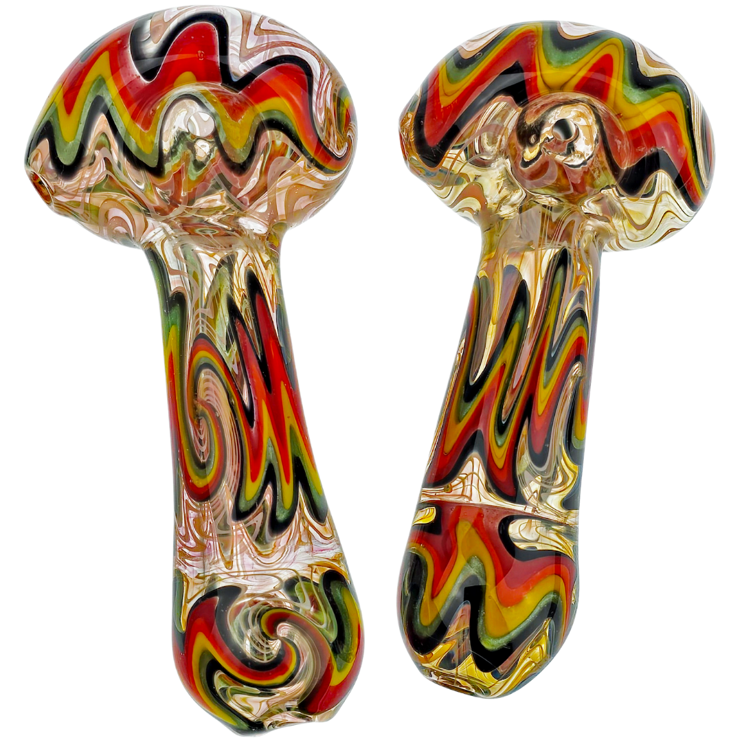 ST-211 Weed Pipes 4.5" Rasta Wigwag w/ Fume Line Wiggy Between Hand Pipe - Image 1