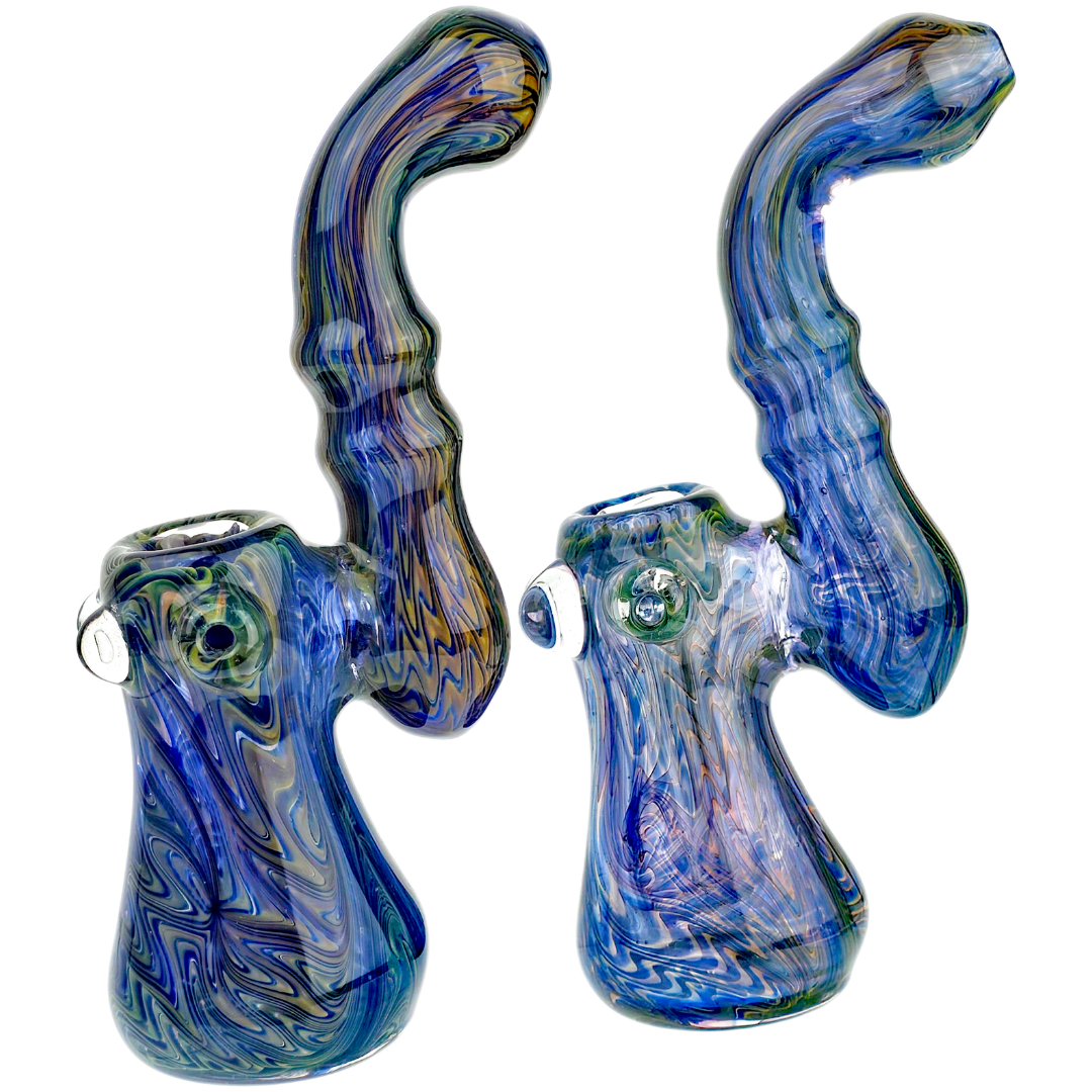 ST-217 Cannabis Bubblers 7" Cobalt Fume Wood Grain Sherlock - Image 1