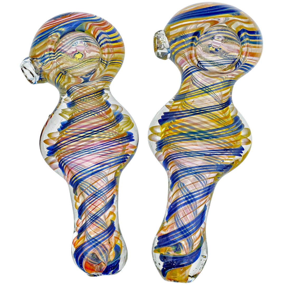 V-896 Hand Pipes 5.5" Cobalt Fume & Swirl Flat Body Hand Pipe - Image 1