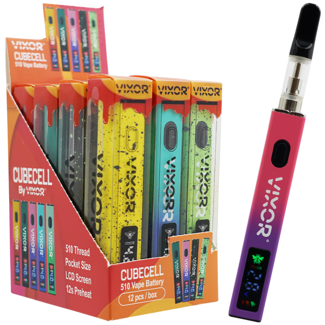 Vixor Cubecell 510 Vape Battery - 12 Pack Display
