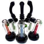 8" Black & Color Line Swirl Double Bubbler