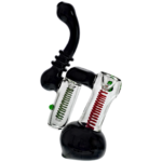 8" Black & Color Line Swirl Double Bubbler - Image 4