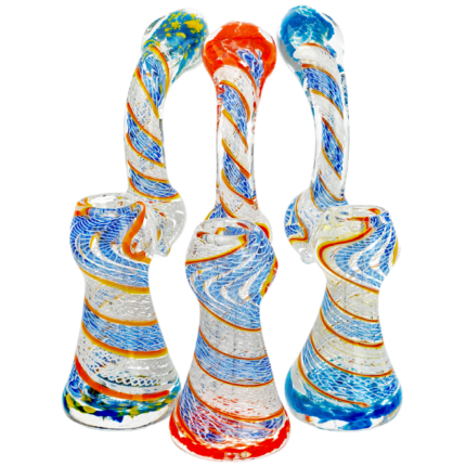 6" Frit Mouth & Base Twisted Cane Body Bubbler
