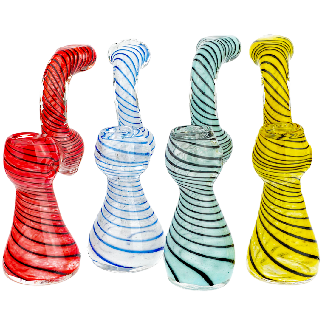 BUB-154 Cannabis Bubblers 5.5" Frit Color Line Wrap Bubbler - Image 1