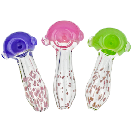 4.5" Opaque Head Clear Body Frit Dot Hand Pipe
