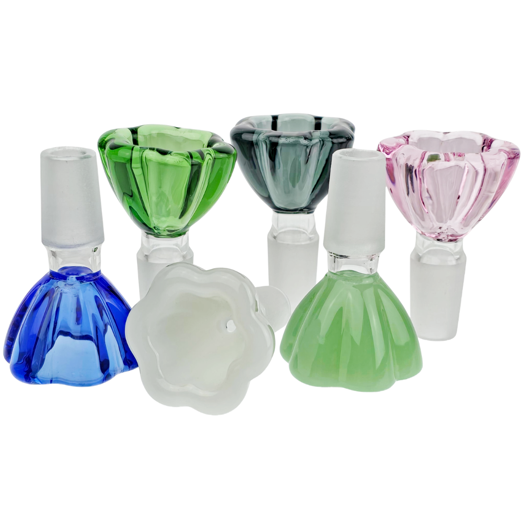 GA2070-14 CANNABIS BOWLS 2.5" 14mm Color Flower Shaped Flower Bowl - Image 1