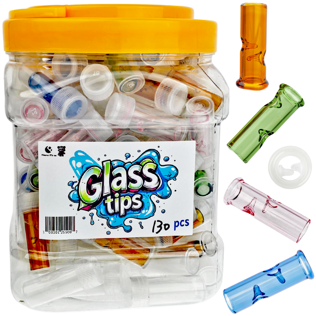 GA528-JAR GLASS TIPS 35mm Joint Tip 120pc Display Jar - Image 1