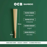 OCB Bamboo King Cones  - 3 Count / 24 Packs - Image 7