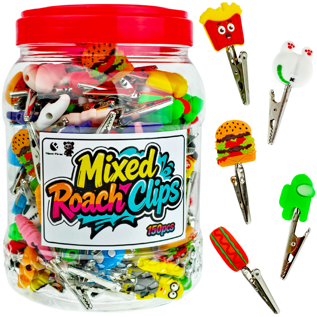 SA518 Weed Silicone Clips Silicone & Stainless Steel Roach Clips - 150ct Jar - Image 1