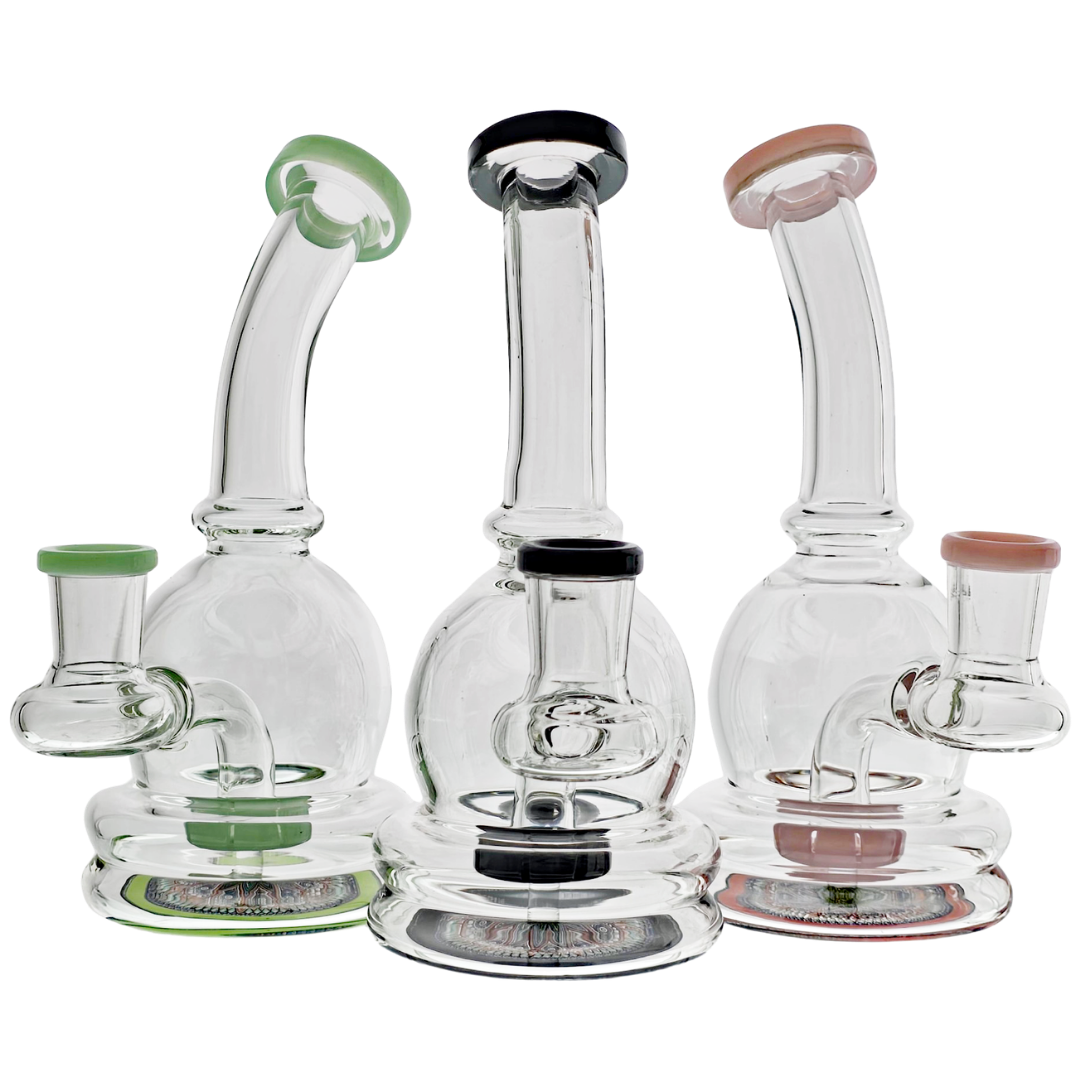 SQ-2002 WEED RIGS 7" Bent Neck Color Accent Decal Puck Rig - Image 1