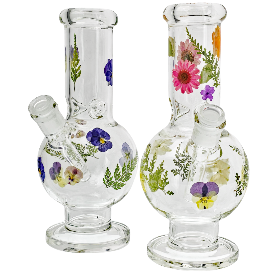 THE CUSP FLOWER - 10'' Flower Weed Bongs 10" Pressed Flowers Venetian Bubble Beaker - Image 1