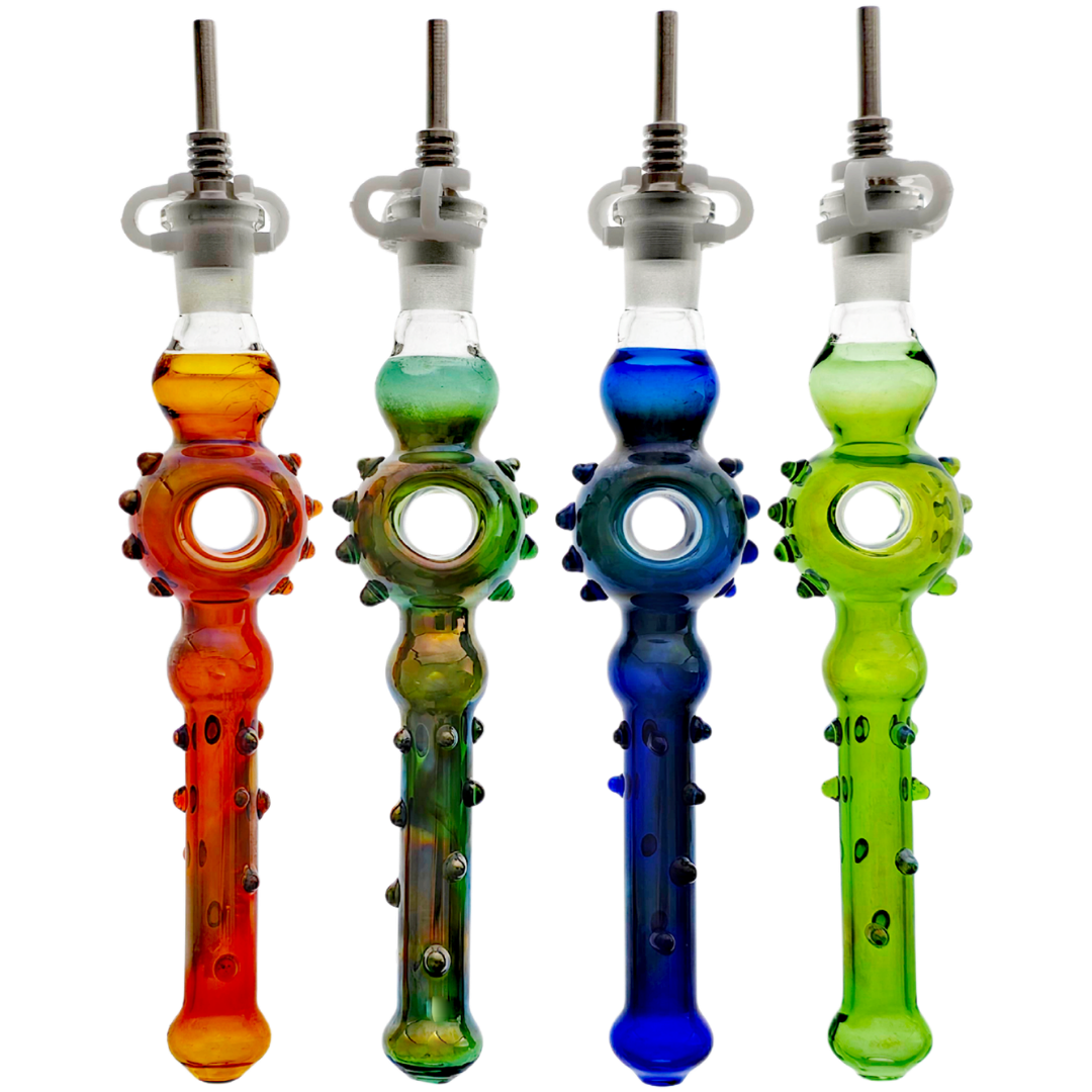C4532 NECTARS 5.5" Glass Warted Donut Nectar Straw - Image 1