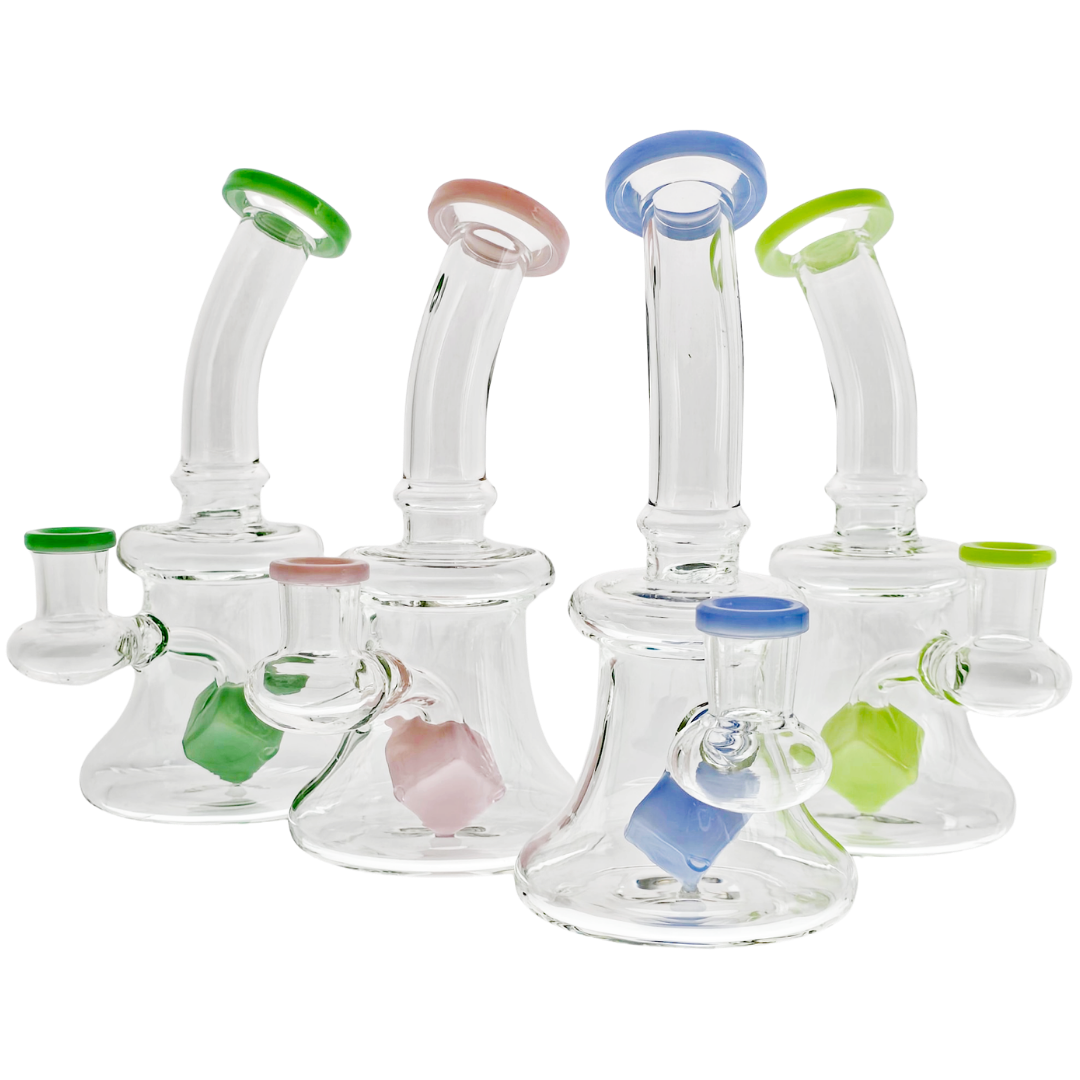 DH-2028 DAB RIGS 6.5" Color Accent Cube Perc Banger Hanger - Image 1