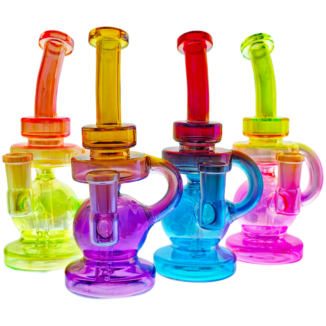 DH-REC-06 CANNABIS DAB RIGS 6" V3 Iridescent Rainbow Recycler - Image 1