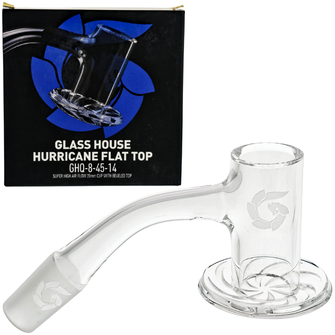 GHQ-8-45-14 BANGER QUARTZ 14 M 45° Glass House Hurricane Flat Top Banger (One Off) - Image 1