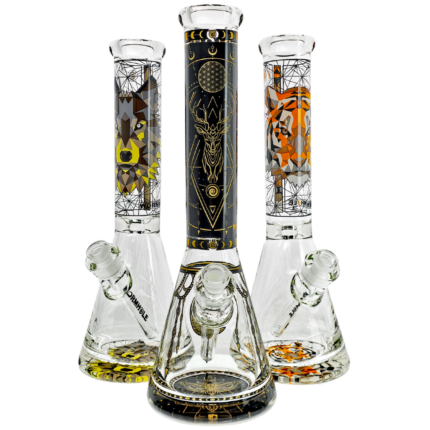 14" Wormhole Animal Graphic Thick Base Beaker