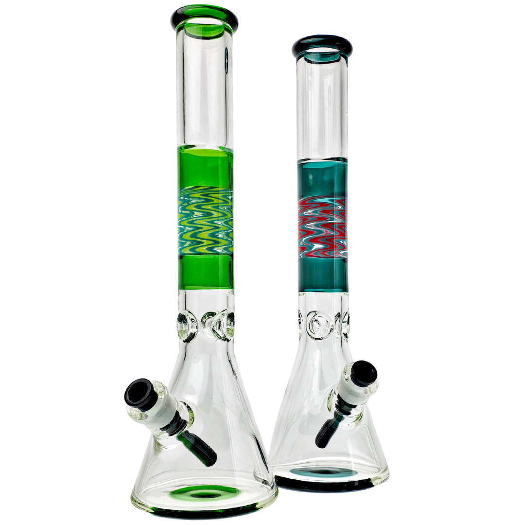 NR-11BK CANNABIS BONGS 17" Color Accent Wigwag Beaker w/ Black Downstem - Image 1